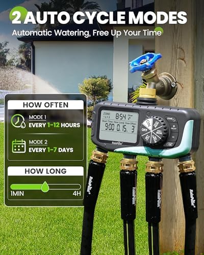 RAINPOINT Sprinkler Timer 4 Zone, Water Timer for Programmable, for Soaker Hose with Rain Delay/Manual/Automatic Watering System, Digital Irrigation for Yard, Lawn - Image 4