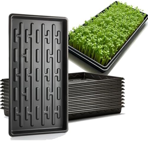 RooTrimmer Shallow 1020 Nursery Flat Trays Specialized for Holding & Carrying 200 Cell Plug Seedling Trays (Height is 1.3"),Microgreen Germination Trays,10 Pack, No Holes (YB01, 10Pcs) by RooTrimmer