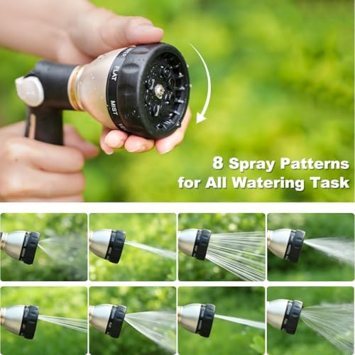 FANHAO Metal Thumb Control Garden Hose Nozzle Heavy Duty, 8 Spray Patterns - Image 4