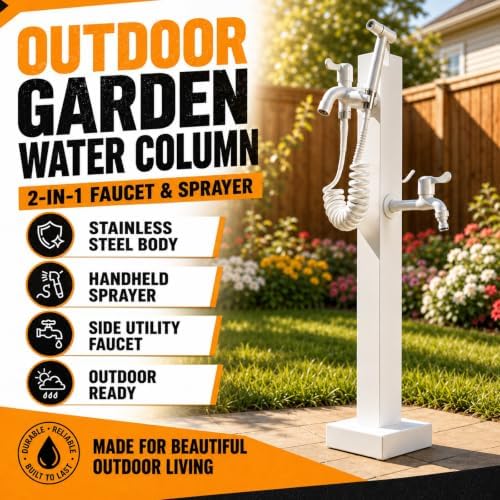 Stainless Steel Vertical Garden Water Column, freestanding Hose Stand with Faucet, Yard Hydrant for Patio Lawn Irrigation Washing(95cm/37.4in) - Image 3