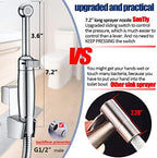 SonTiy Handheld Bidet Sprayer for Toilet, All Metal Cloth Diaper Toilet Sprayer Bidet Attachment with Backflow Preventer, Adjustable Water Jet Spray, 7.2" Brass Hand Held Bidet Wand, Chrome - Image 5