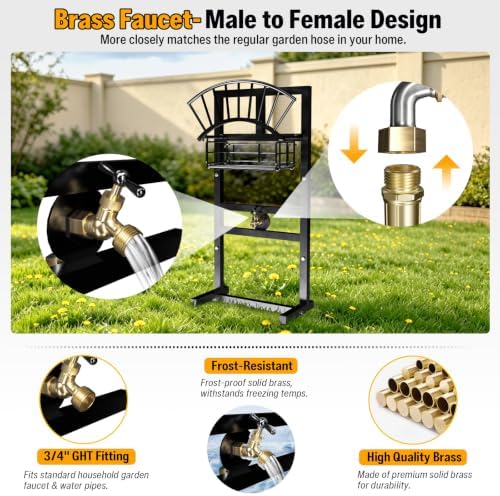 Garden Hose Holder Freestanding with Brass Faucet - Image 4
