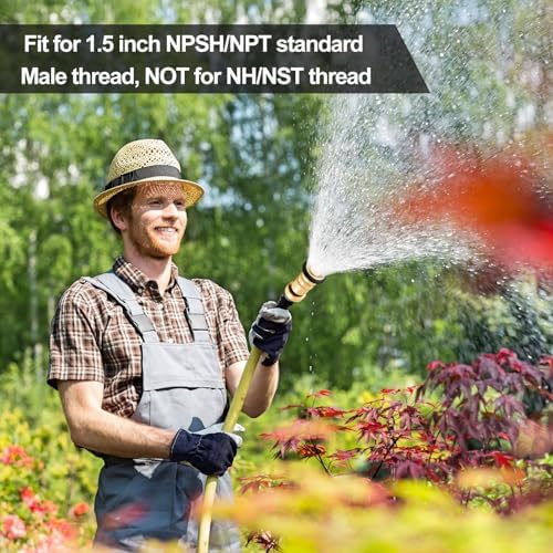 Shimeyao 1.5" NPT/NPSH 2 Pcs Fire Hose Nozzle Brass Adjustable Jet Fog - Image 5