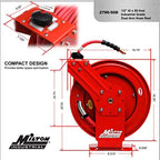 MILTON Industrial Hose Reel 2790-50D, Auto Retractable, Chemical Resistant, Prevent Cracking, Flexible in Extreme Conditions,1/2” Hose ID, 50 Foot Rubber Hose, 300 PSI Max Pressure,1/2" Male NPT, Red - Image 5
