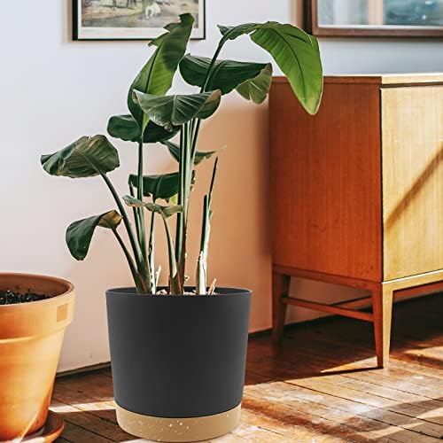 QCQHDU 10 inch Plant Pot, 2 Pack Planters for Indoor Plants with Drainage Holes & Saucer, Outdoor Flower Pots Home Garden Modern Decor - Image 5