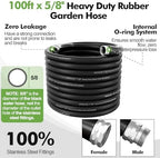 SPECILITE 5/8" Garden Rubber Hose 100 ft with High Flow Nozzle - Image 2
