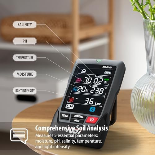 NDI Multifunctional Soil Meter,up to 5 Probe with Wireless Transmission,pH, Salinity, Temperature,Light Intensity with Acoustic Wave Growth Assistance, for Gardening, Landscaping, and Soil Testing - Image 2
