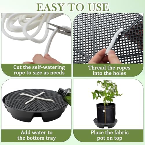 5-Pack 12" Self Watering Pots for Indoor Plants, Plastic Plant Saucer, Bottom Plant Water Catcher Tray, Indoor/Outdoor Greenhouse Garden Auto-Irrigation System for 5 Gallon Fabric Grow Bag - Image 5