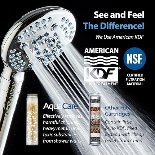 AquaCare High Pressure 6-way Dual Shower Head Combo with Built-in Filter & Power Wash - Clean Tub, Tile & Pets. Remove Chlorine, Lead & Toxins from Water to Protect Skin, Hair, & Nails. Chrome Finish - Image 2