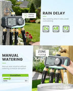 RAINPOINT Sprinkler Timer 4 Zone, Water Timer for Programmable, for Soaker Hose with Rain Delay/Manual/Automatic Watering System, Digital Irrigation for Yard, Lawn - Image 6