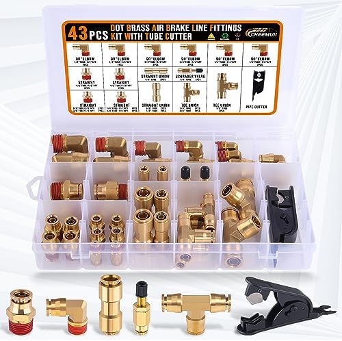 CheeMuii 43 Pcs Brass DOT Air Line Fittings Kit Push Lock DOT Air Fittings - Image 2