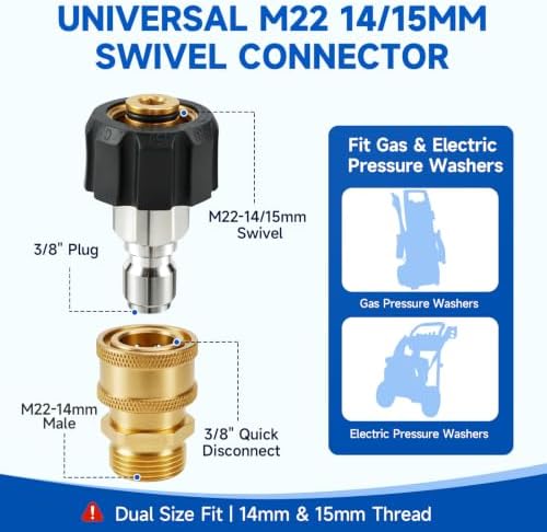 Pressure Washer Quick Connect Kit, 5000 PSI Brass Adapter Set - Image 3