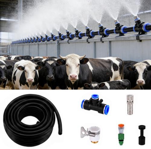 Drip Irrigation System Cattle/Pig/Chicken Farms Cooling Equipment, Automatic Misting System for Dust Removal/Humidification, Site Fence Watering Sprinkler Kit by Unknown