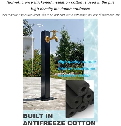 304 Stainless Steel Cylindrical Vertical Garden Water Column,Freestanding Hose Stand with Lock Faucet,Outdoor Antifreeze Faucet Water Dispenser Hydrant Water Feature Fountain, for Irrigation and Wa - Image 5
