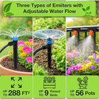 MIXC 300FT Drip Irrigation System Kit + MIXC Rechargeable 2-Zone Water Timer - Image 2