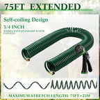 Therwen 75.5ft Recoil Garden Hose with 7 Pattern Nozzle, Green - Image 3