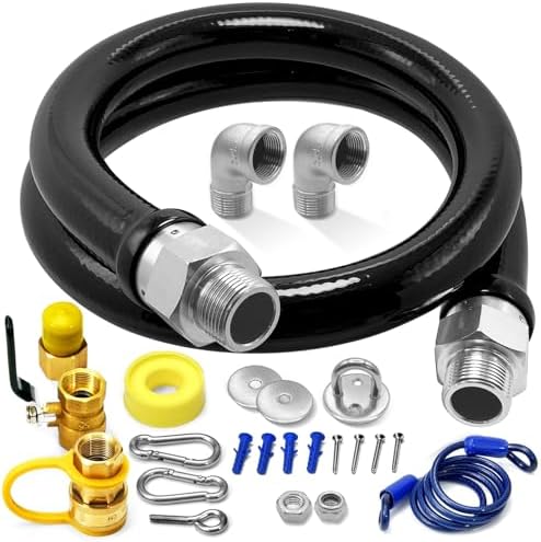 1675KIT48 Safety System Kit, 48" Mobile Gas Hose Connector with 2 Elbows, 3/4" Quick Disconnect, 3/4" Gas Flex Line & Gas Valve, Quick Connect & Disconnect for Commercial Kitchen Equipment. by Unknown