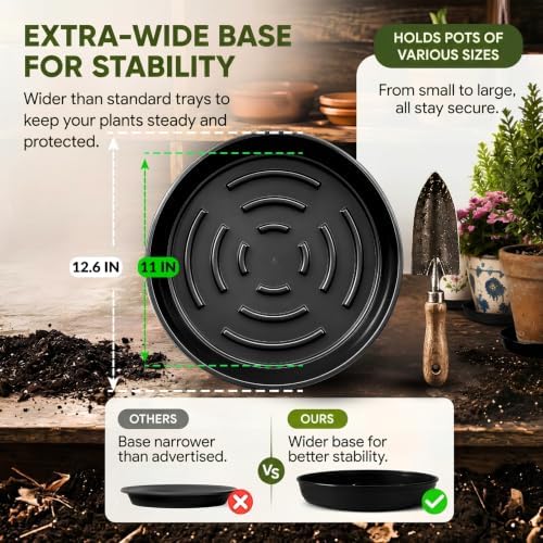 10 Pack Plant Trays 11 inch Heavy Duty Plant Saucers for Indoor Outdoor Use - Image 2