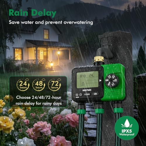 RESTMO 3-Zone Sprinkler Timer for Garden Hose with Brass Inlet - Image 4