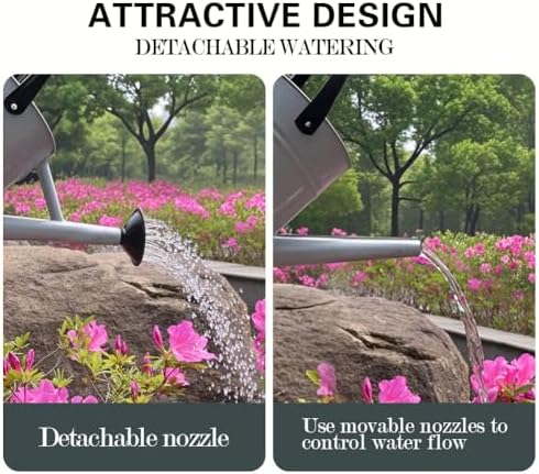 Metal Watering Can, 1 Gallon for Outdoor Garden Plants,SilverB - Image 4
