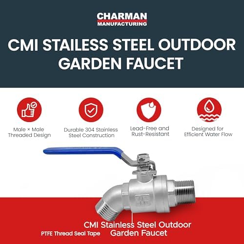 CMI Inc - 3/4 Inch 304 Stainless Steel Hose Bibb, Outdoor Garden Faucet/Spigot Valve, Male × Male Hose Thread, Lead-Free, Rust-Resistant, High-Flow Water Shut-Off for Patio and Plumbing - 2 Pack - Image 2
