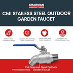 CMI Inc - 3/4 Inch 304 Stainless Steel Hose Bibb, Outdoor Garden Faucet/Spigot Valve, Male × Male Hose Thread, Lead-Free, Rust-Resistant, High-Flow Water Shut-Off for Patio and Plumbing - 2 Pack - Image 2