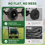 VINGLI 300FT 5/8in Garden Hose Reel Cart, 4-Wheel Portable Residential Hose Reel Cart, Hose Guide System with Storage Basket, Rust Resistant, for Family Yard, Garden and Farm (Black) - Image 3