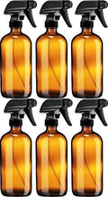 Sally's Organics Empty Amber Glass Spray Bottle - Large 16 oz Refillable Container for Essential Oils, Cleaning Products, or Aromatherapy - Black Trigger Sprayer w/Mist and Stream Settings - 6 Pack by SallysOrganics