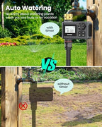 Sprinkler Timer with Brass Swivel, Programmable Water Timer for Outdoor Garden Hose, Hose Timers with Rain Delay/Manual/Auto Mode, Drip Irrigation and Lawn Watering System, 1 Outlet - Image 2