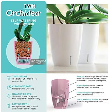 Santino 4.9 Inch ORCHIDEA Self Watering Pots for Orchids in Blue (Set of 3) - Decorative Wicking Planter with w/Great Aerification, Drainage and Water Level Indicator - Image 4