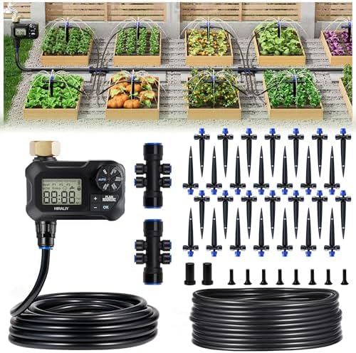 HIRALIY 100FT Automatic Drip Irrigation Kit with Timer by HIRALIY