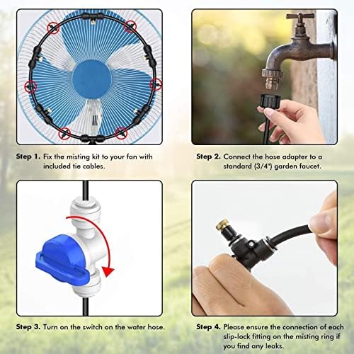 Fan Ring Mist System, Misting Cooling Ring with Brass Sprinkler Nozzles and Water Tap Adapter Fan Ring Spray Ring for Outside Patio Cooling(Metal Interface) - Image 6