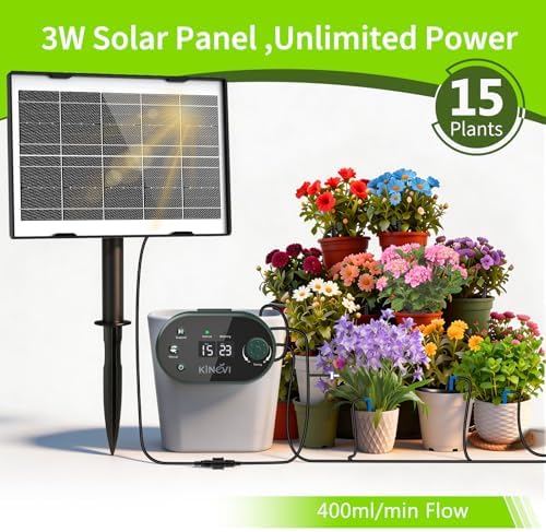 Solar Drip Irrigation System Kit, Auto Plant Waterer for 15 Pots（Green） - Image 2