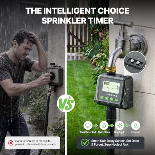 Sprinkler Timer for Garden Hose, Brass Inlet Watering Timer with Rain Sensor, 3 Plans Programmable Hose Faucet Timer, Outdoor Auto Manual Drip Irrigation Controller for Yard Lawn Greenhouse - Image 5