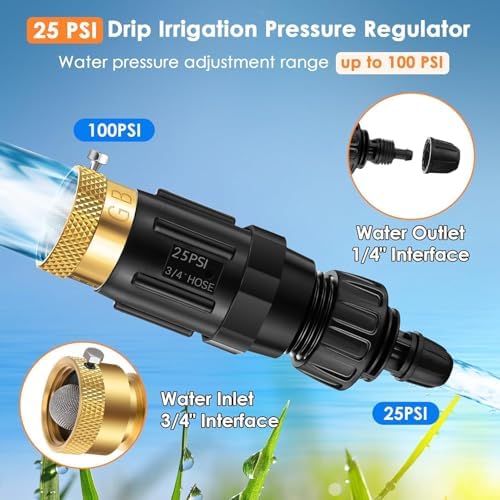 8Pack 25 Psi Pressure Regulator with 1/4“ Drip Irrigation Connector - Image 2