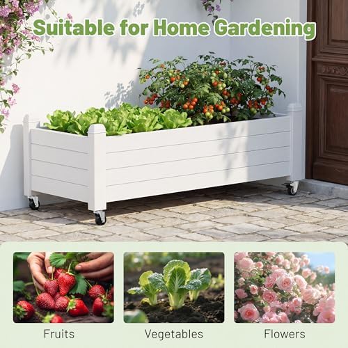 Fancyango Raised Garden Bed with Wheels 13.3" Hx2 -Ashen - Image 5