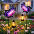 2 Pack Butterfly Solar Garden lights Outdoor Waterproof, Gift for Women Mom Grandma Daughter, Stake lights with Solar Lantern, Hanging Solar Light, Solar Path Light Yard Art Outside Patio Garden Decor by YJFWAL