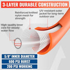 YAMATIC 15FT Flexible Garden Hose Female to Female 5/8in, Burst 600 PSI - Image 3