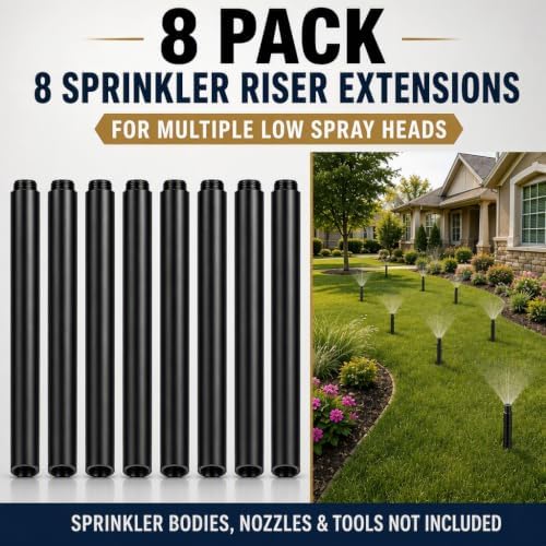 5 Inch Sprinkler Riser Extensions, 8 Pack ABS Sprinkler Head Extenders Compatible with Rain Bird 1800 Series & Hunter Pro-Spray Sprinklers, Raise Low Pop-Up Sprinkler Heads Above Grass & Mulch - Image 7