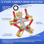 EJW Hose Splitter 4 Way, Garden Hose Splitters, Heavy Duty Faucet Splitter,Rv Brass Water Hose Y Splitter, Hose Connector, Spigot Splitter, Four Way Hose Manifold Valve 3/4 Inch GHT Thread. - Image 2