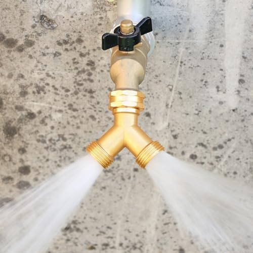 SIGURANTA Garden hose splitter, Brass Y-Type Unrestricted Flow Fitting, Garden Faucet splitter (2-way full flow 6Pcs) - Image 3