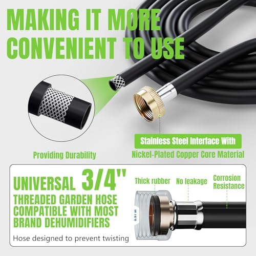 20FT Leakproof Dehumidifier Drain Hose with 3/4" FHT Rustproof Connector - Image 2