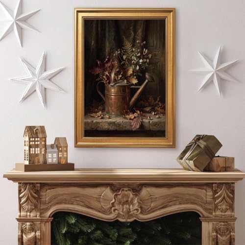 Gold Vintage Framed Still Life Watering Can Wall Art Autumn Leaves Print - Image 4