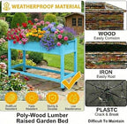 DWVO 47x18x31in Raised Garden Bed HDPE, Weather-Resistant Poly Wood Planter Box Stand, Planter Box with Legs & Lockable Wheels, Elevated Garden Bed for Backyard Patio Balcony - Aruba Blue - Image 4