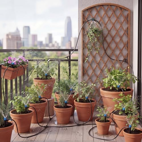 Yungyan Extra Thickened 230FT New Quick-Connect Drip Irrigation System Kit with 1/2''&1/4'' Tubing, Adjustable Drip Emitters & Misting Nozzles, DIY Automatic Irrigation Kit for Garden Greenhouse Lawn - Image 4