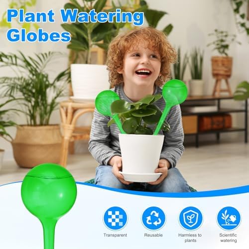 M METERXITY 3-Pack Plant Watering Globes, 10.5 Inch Plastic, Green - Image 2