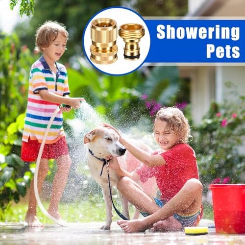 Therwen 10 Sets Garden Water Hose Quick Connector 3/4'', Brass Color - Image 6