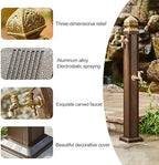 Outdoor Retro Post Faucet Freestanding Garden Hose Holder with Faucet & Spray Gun, Floor Mounted Water Tap Anti-Freezing Faucet Post for Garde(85cm/33.5in) - Image 3