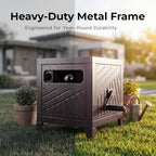 Garden Hose Reel Hideaway, Heavy Duty Metal Hose Reel Box for 125FT x 5/8" Hose, Steel Hose Storage Reel with Manual Crank Handle, Hose Guide System, Leak-Proof Aluminum Fittings, Stable 4-Leg Base - Image 7