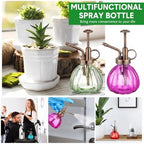 Maxdot 7 Pcs Colorful Glass Plant Mister Spray Bottle 250ml Vintage Pumpkin Spritzer with Bronze Top Pump 6.3" Tall Small Decorative Spritzer One Hand Watering Can for Plants Cleaning Gifts - Image 7